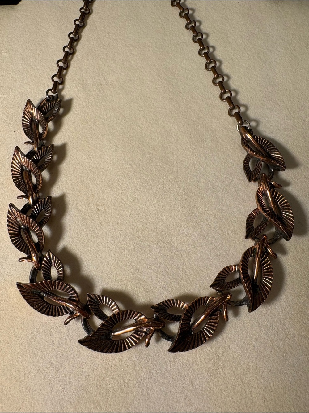 Vintage Coro - Leaf Motif Copper Necklace